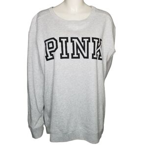 Victoria's Secret PINK Crew Neck Fleece‎ Sweatshirt Gray Black